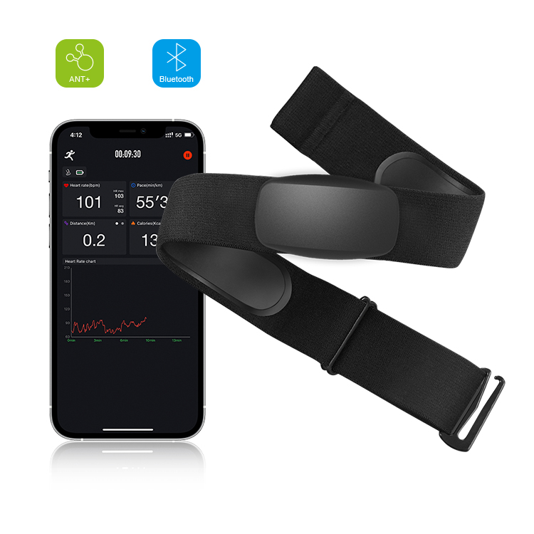 Heart Rate Strap Chest - BLE5.0 ANT+ Hartslagmeter Borstband IP67 Waterdicht